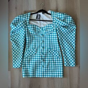 Chic Blue and White Checkered Dress